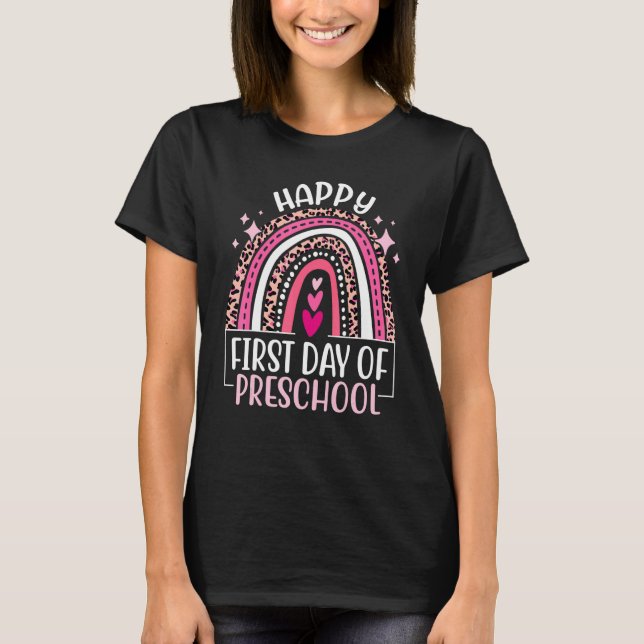First Day of Preschool  Back To School Leopard Rai T-Shirt (Vorderseite)