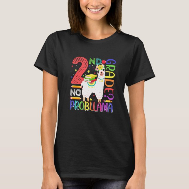 First Day Of School 2nd Grade No Prob Llama Teache T-Shirt (Vorderseite)