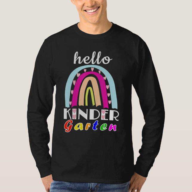 First Day Of School Hello Kindergarten Teacher Rai T-Shirt (Vorderseite)
