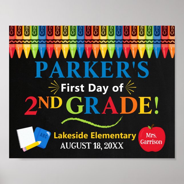 First Day of Second Grade School Sign - 2nd grade Poster (Vorne)