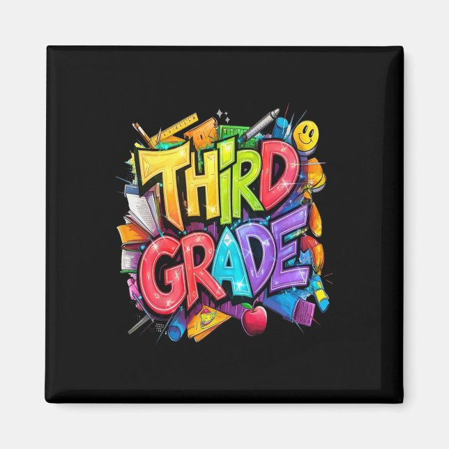 First Day Of Third Grade Floral Bundle For Teacher Magnet (Vorne)