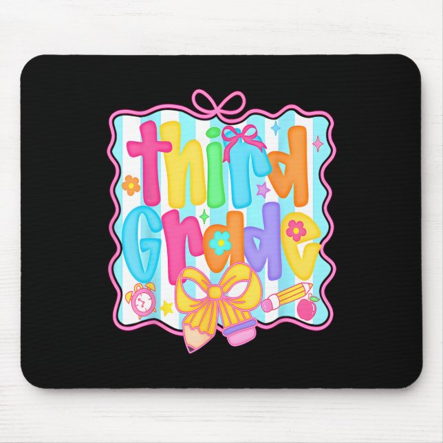 First Day Of Third Grade Floral Bundle For Teacher Mousepad (Vorne)
