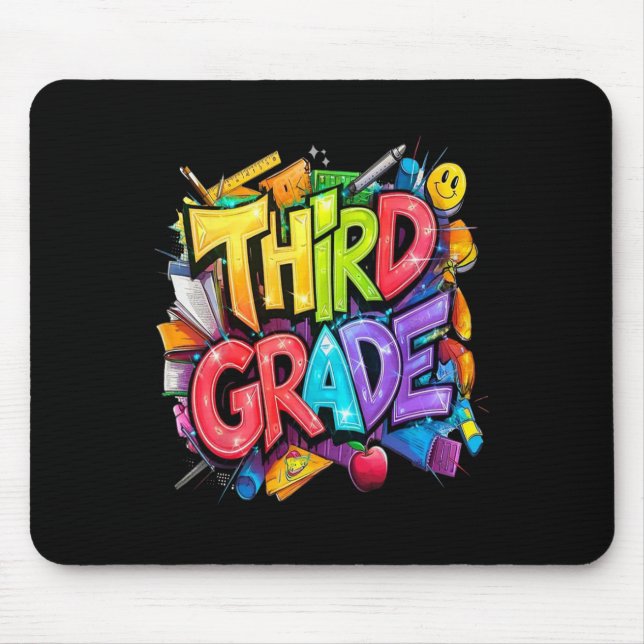 First Day Of Third Grade Floral Bundle For Teacher Mousepad