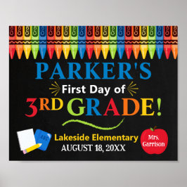 First Day of Third Grade School Sign - 3rd grade Poster