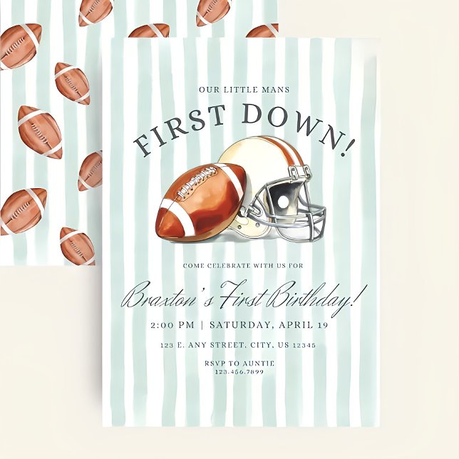 First Down Birthday Evite, Editable Football Invit Einladung (Von Creator hochgeladen)