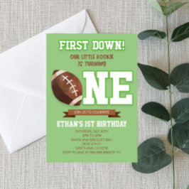First Down Football Green ONE 1st Birthday Party  Einladung