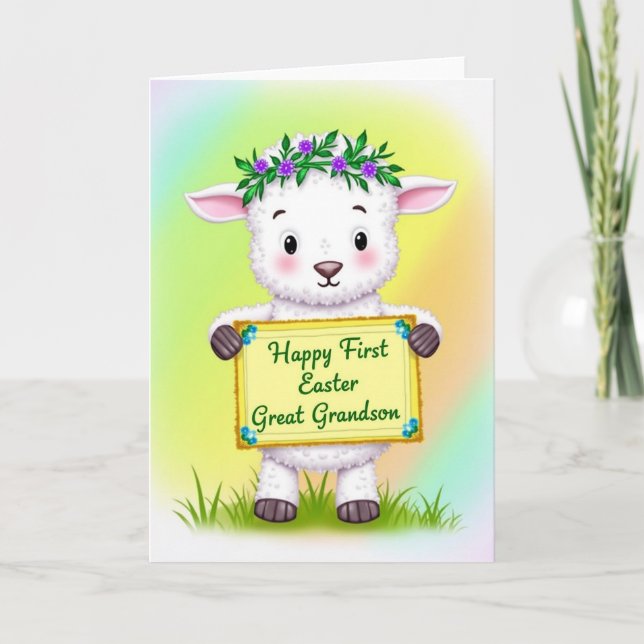 First Easter Grandson Sheep Card Karte (Vorderseite)