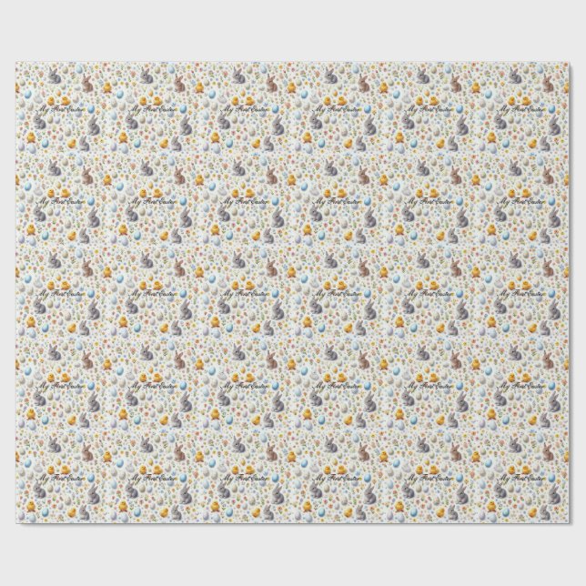 First Easter Wrapping Paper – Cute Bunnies, Chicks Geschenkpapier (Flach)