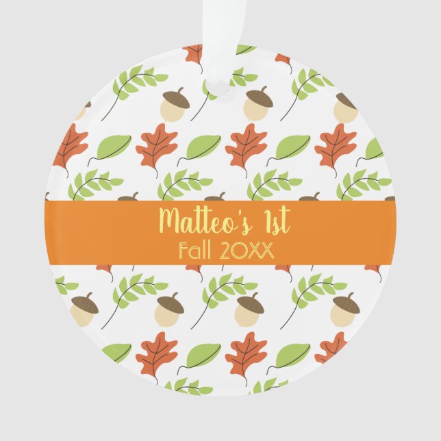 First Fall Sunshine Blätter Acorn Design Muster Ornament (Vorderseite)