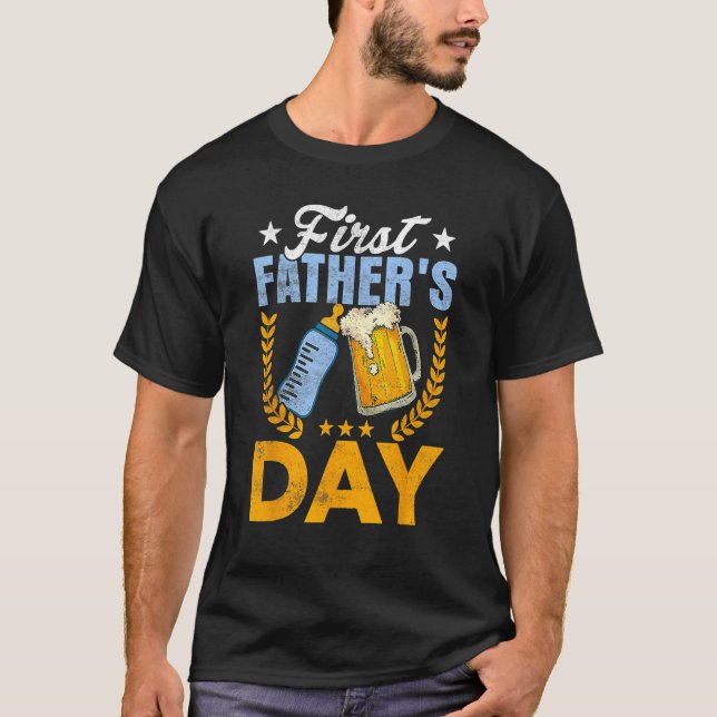 First Father s Day  Beer Baby Bottle Dad Daddy Men T-Shirt (Vorderseite)