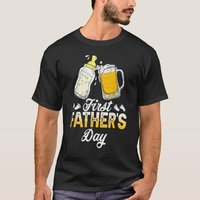 First Father s Day  Beer Baby Bottle Daddy 2023 Da T-Shirt (Vorderseite)