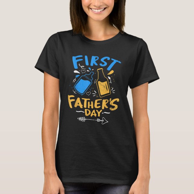 First Father s Day  Beer Baby Bottle Daddy 2023 Vi T-Shirt (Vorderseite)