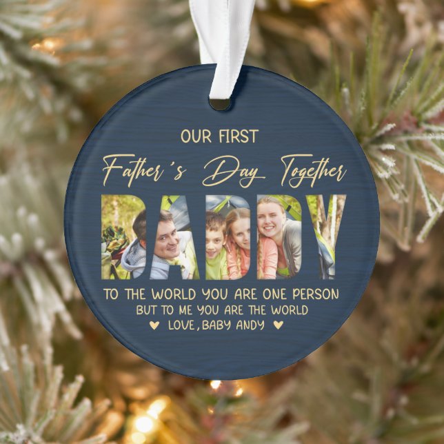 First Father’s Day with Daddy – Custom Photo Gift Ornament (Baum)