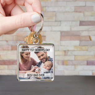 First Fathers Day Foto Best Dad Ever Keychain Schlüsselanhänger