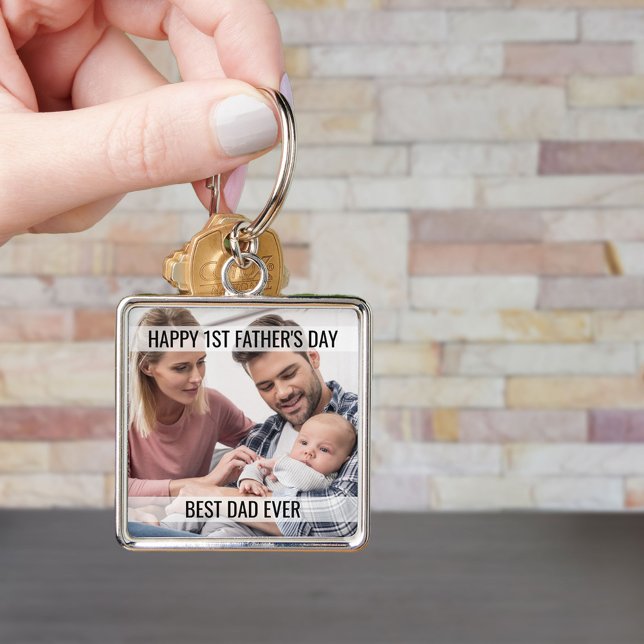 First Fathers Day Foto Best Dad Ever Keychain Schlüsselanhänger (Von Creator hochgeladen)