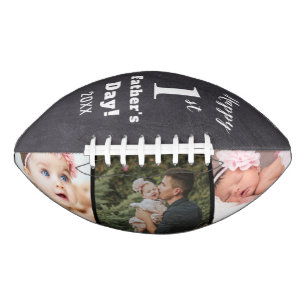 First Father's Day New Dad 3 Foto Chalkboard Football