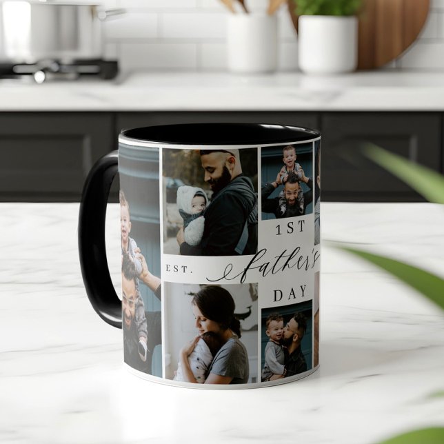 First Father's Day Personalized 8 Photo Collage Tasse (First Father's Day Personalized 8 Photo Collage Mug)