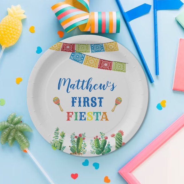 First Fiesta Birthday Party Plate, Junge, Mexikane Pappteller (Von Creator hochgeladen)