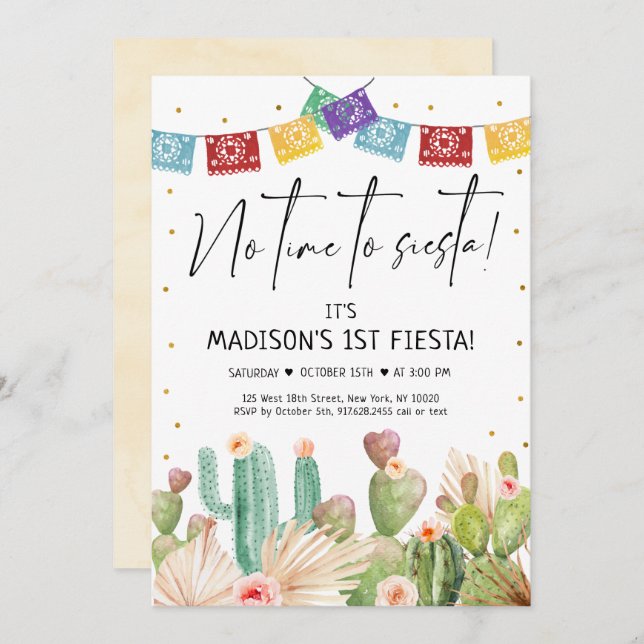 First Fiesta Cactus Boho Birthday Einladung (Vorne/Hinten)
