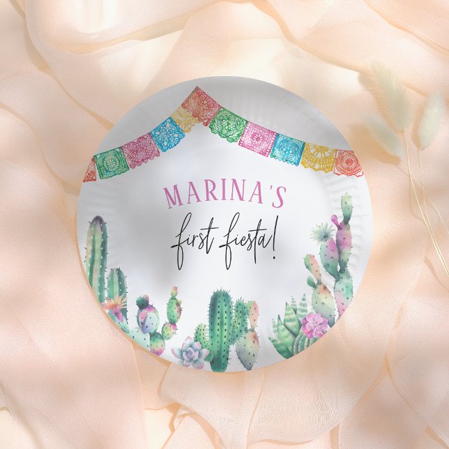 First Fiesta Cute Girl Birthday Pappteller (Von Creator hochgeladen)