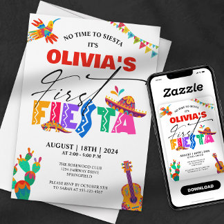 First Fiesta - farbenfroh mexikanisch 1. Geburtsta Einladung