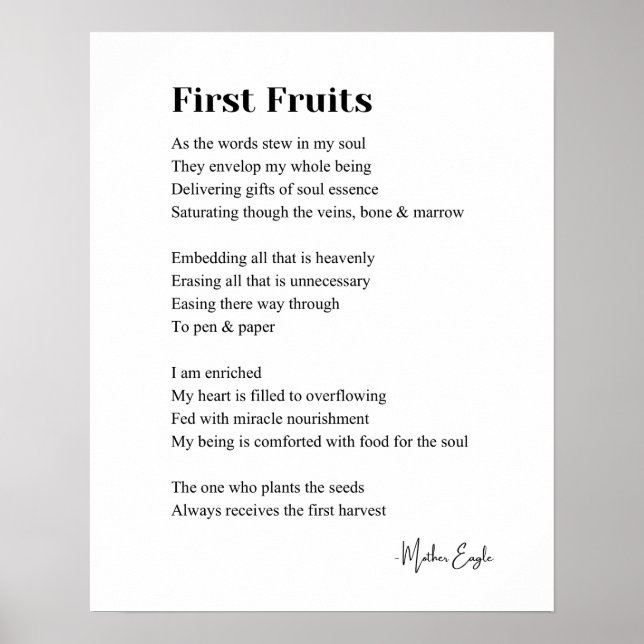 First Fruits Inspirational Poesie Wand Art Poster (Vorne)
