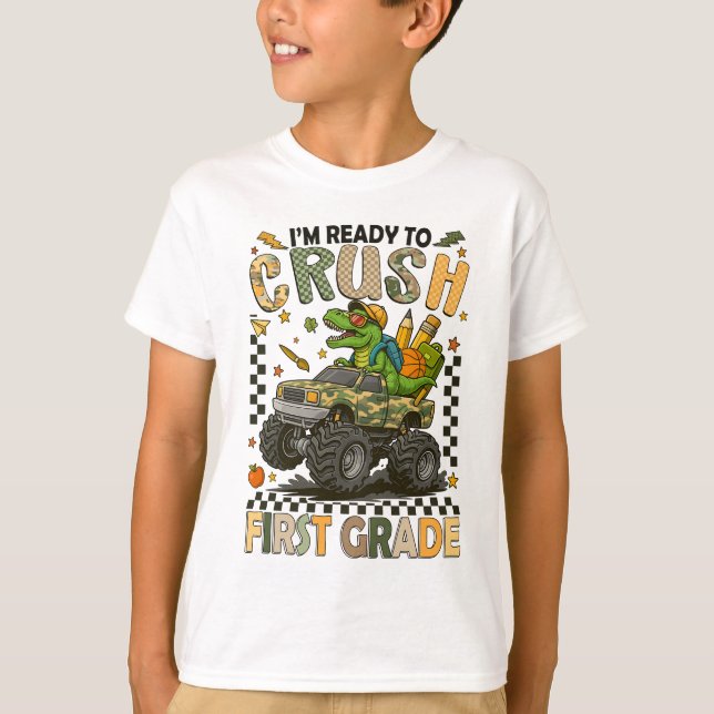 First Grade Crusher: Monster Truck Confidence T-Shirt (Vorderseite)
