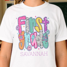 First Grade First Day of School Coquette Custom T-Shirt