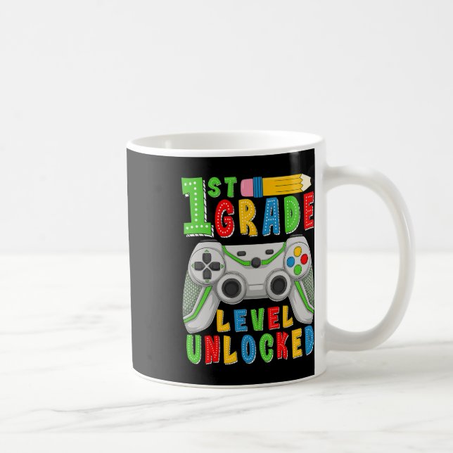 First Grade Level Unlocked Ck To School Gamer Boys Kaffeetasse (Rechts)