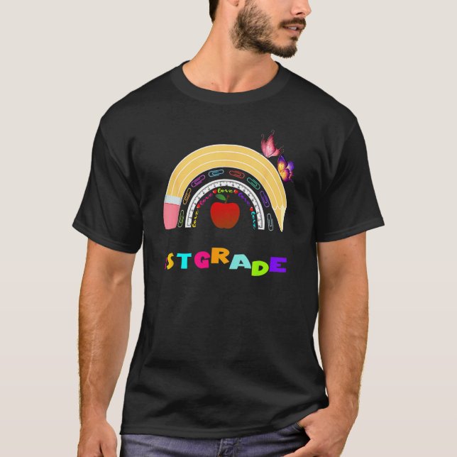 First Grade Rainbow Girls Boys Teacher Team 1st Gr T-Shirt (Vorderseite)