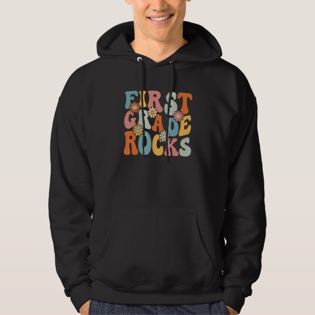 First Grade Rocks  Back To School Teachers Student Hoodie (Vorderseite)