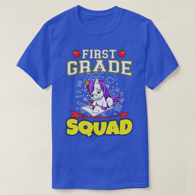 First Grade Squad Funny Elementary School T-Shirt (Design vorne)
