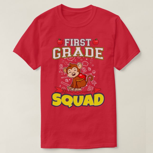 First Grade Squad Funny Elementary School T-Shirt (Design vorne)