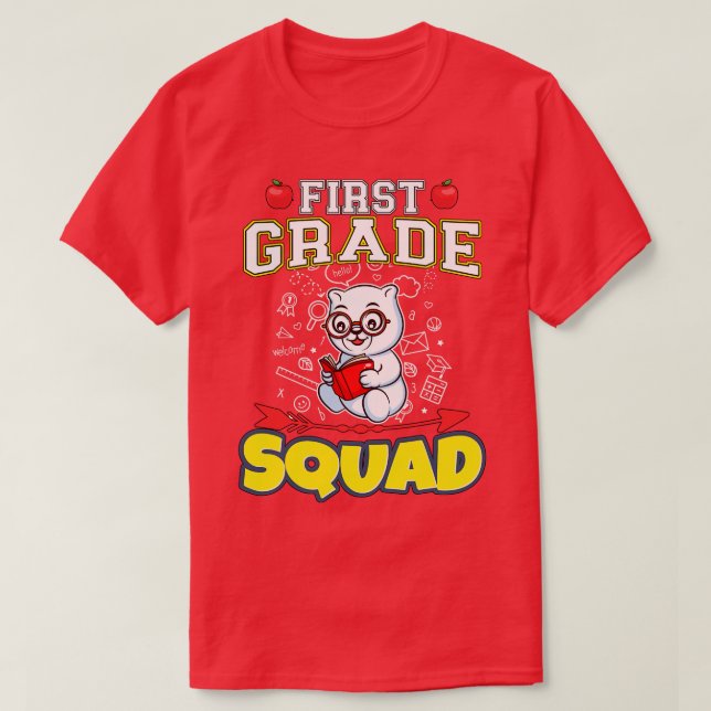 First Grade Squad Funny Elementary School T-Shirt (Design vorne)