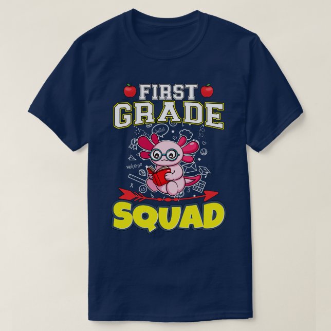 First Grade Squad Funny Elementary School T-Shirt (Design vorne)