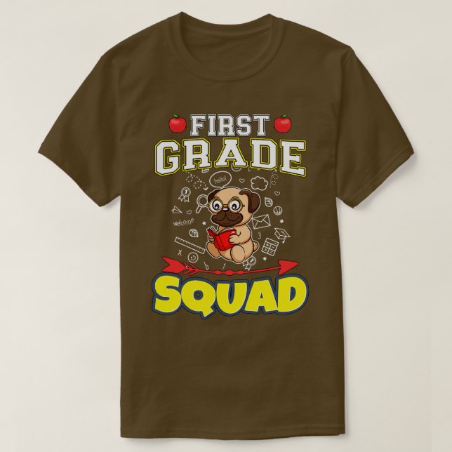 First Grade Squad Funny Elementary School T-Shirt (Design vorne)