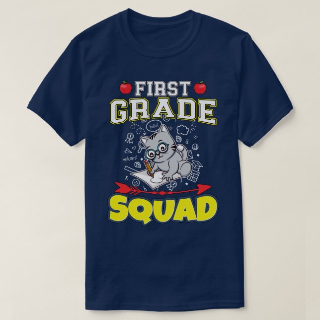 First Grade Squad Funny Elementary School T-Shirt (Design vorne)