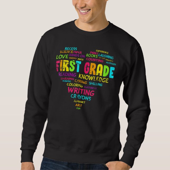 First Grade Team Teacher Student 1st Grade Heart Sweatshirt (Vorderseite)