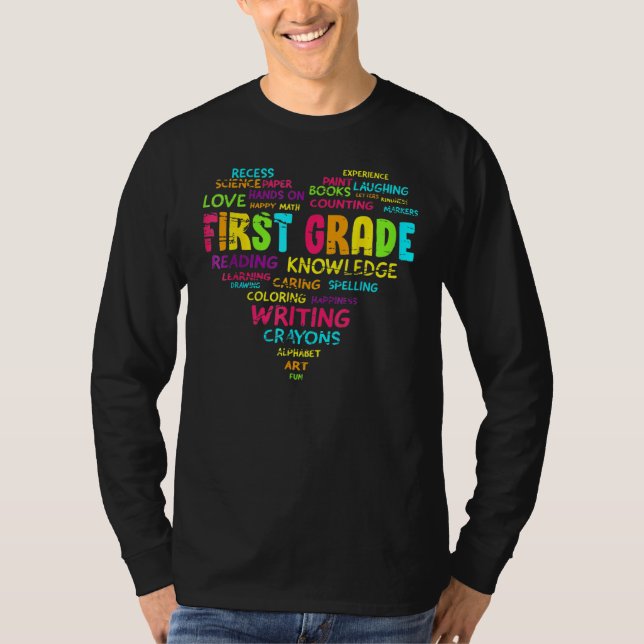 First Grade Team Teacher Student 1st Grade Heart T-Shirt (Vorderseite)
