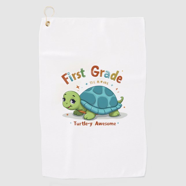 First Grade Turtle-y Awesome 1st Grade Back to Sch Golfhandtuch (Vorderseite)