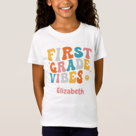 "First Grade Vibes" Groovy Zurück zur Schule T-Shirt