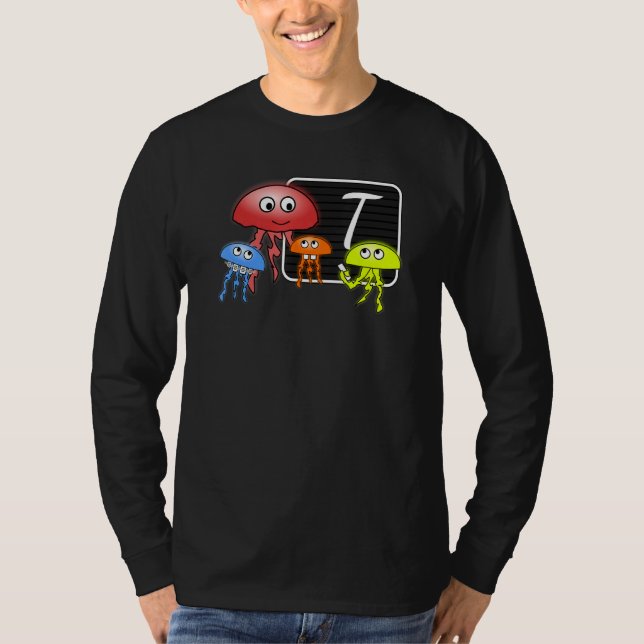 First Grader Jellyfish Letter As Monogram T-Shirt (Vorderseite)