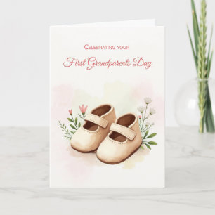 First Grandeleltern Day Girl Watercolor Kinderschu Karte