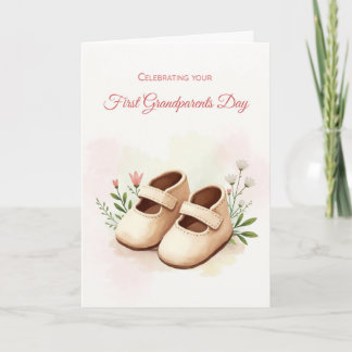 First Grandeleltern Day Girl Watercolor Kinderschu Karte