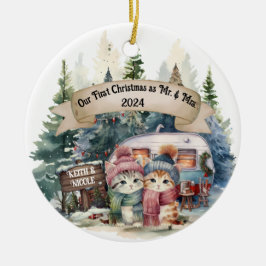 First Holiday RV Camping Couple neu Keramik Ornament
