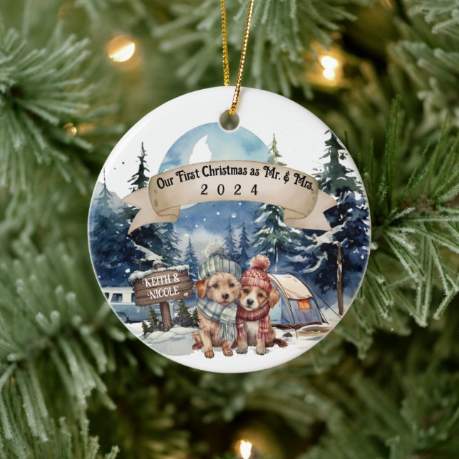 First Holiday RV Camping Couple neu Keramik Ornament (Baum)