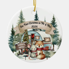 First Holiday RV Camping Couple neu Keramik Ornament