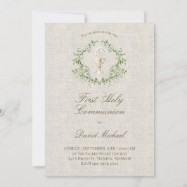 First Holy Communion beige texture Einladung