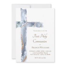 First Holy Communion blue agate Holy Cross