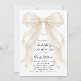 First Holy Communion Bow Pearls Invitation Einladung